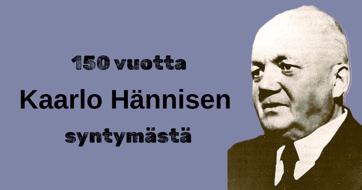 Mustavalkoinen kuva Kaarlo Hännisestä harmaan siniselle taustalle siirrettynä.